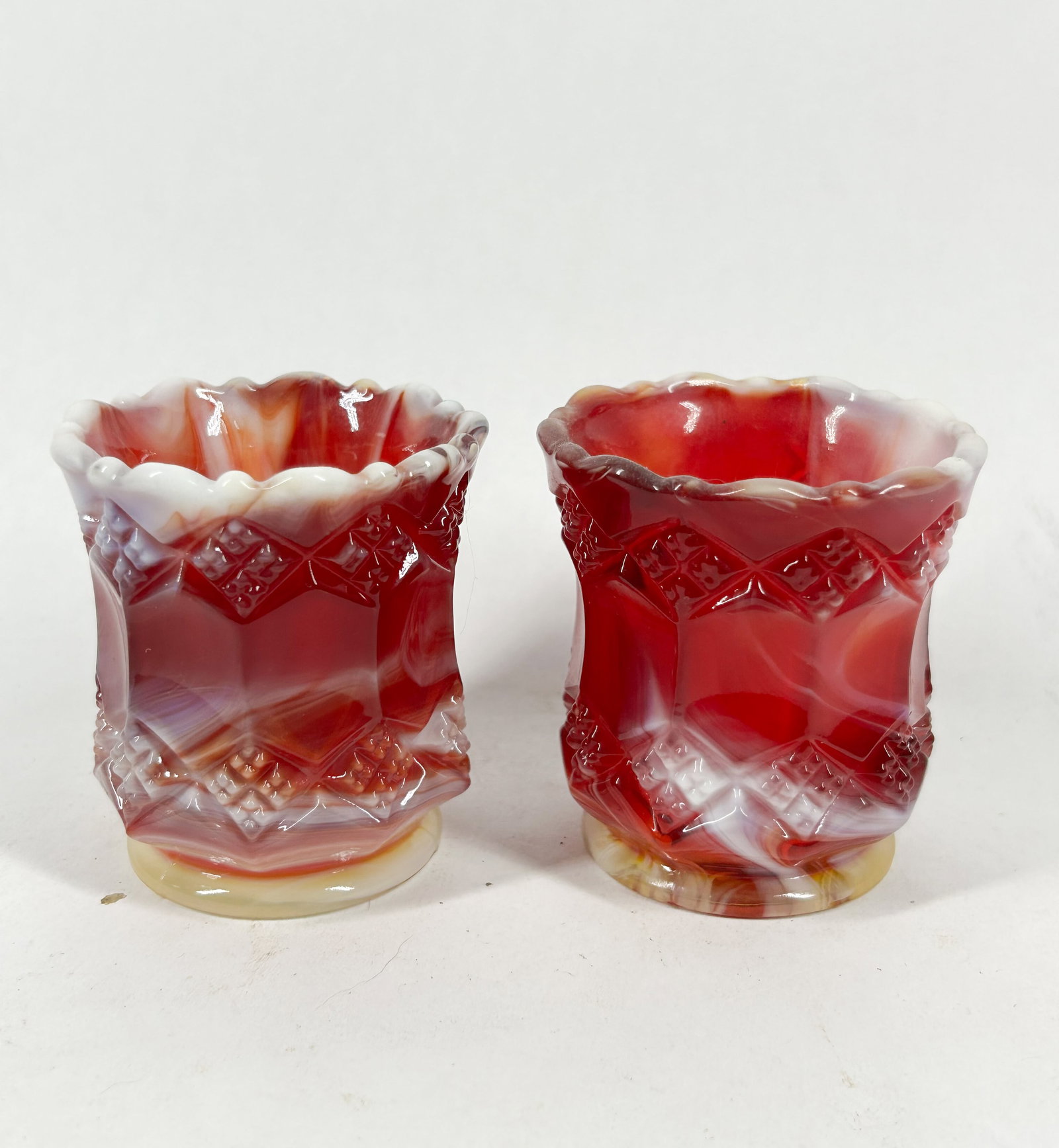 IMPERIAL GLASS RED SLAG TOOTHPICK HOLDERS (1 of 6)