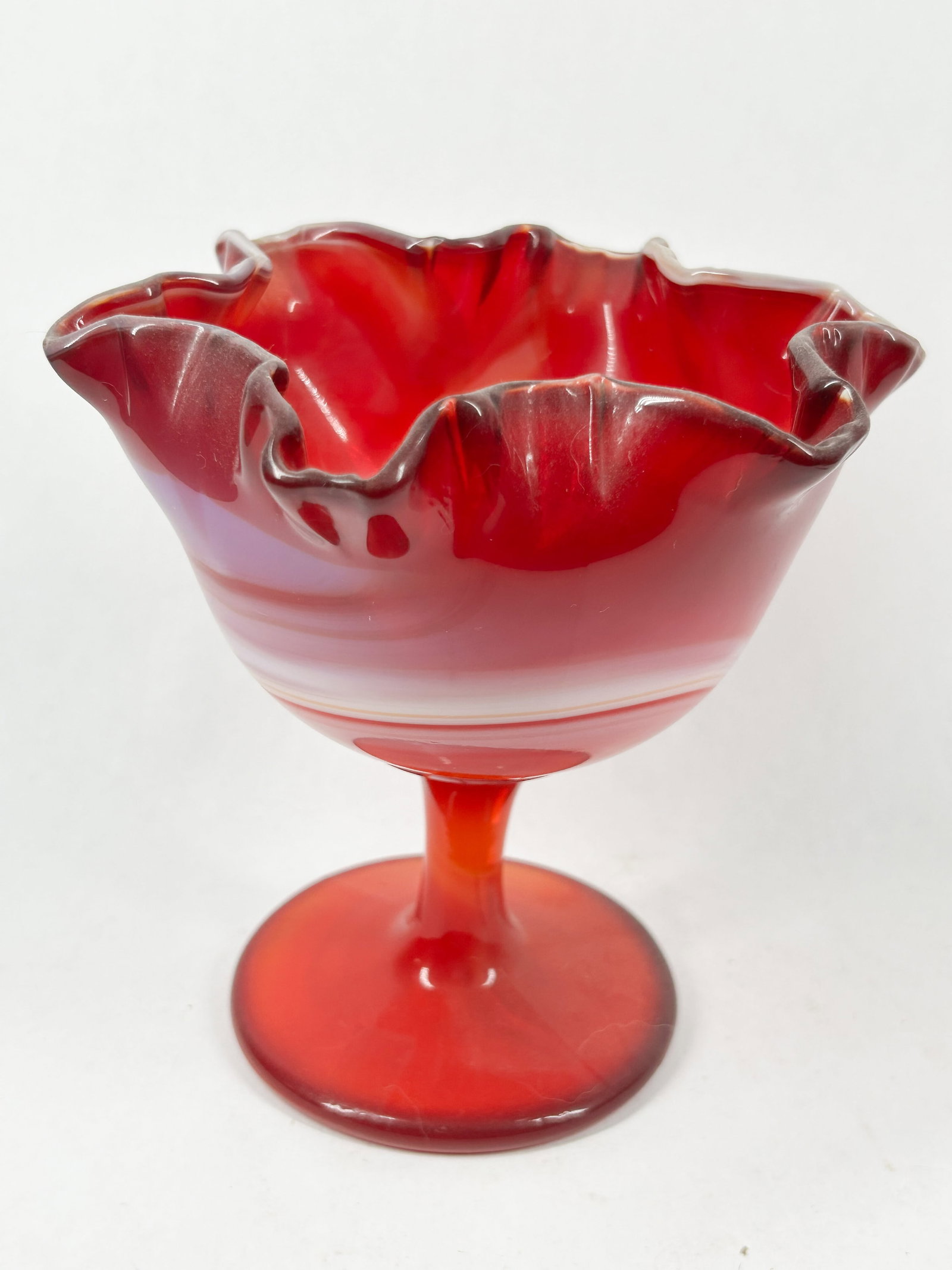 AKRO AGATE RED SLAG COMPOTE, MID-20TH CENTURY (1 of 6)