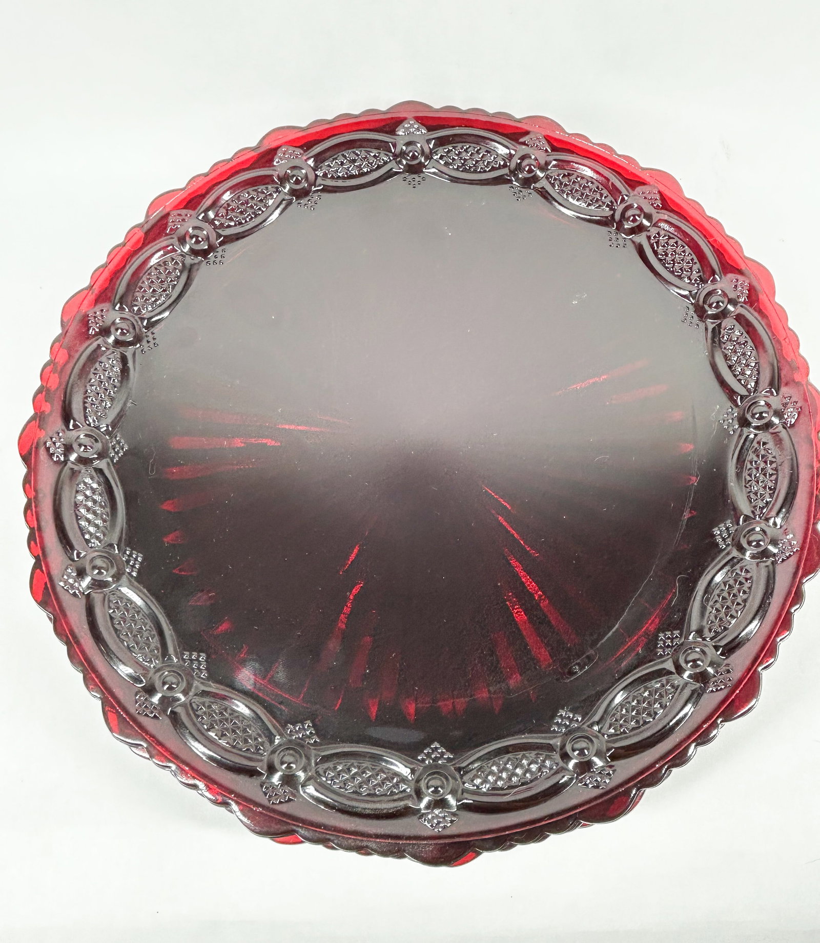 AVON CAPE COD RUBY RED GLASS PLATES - 2