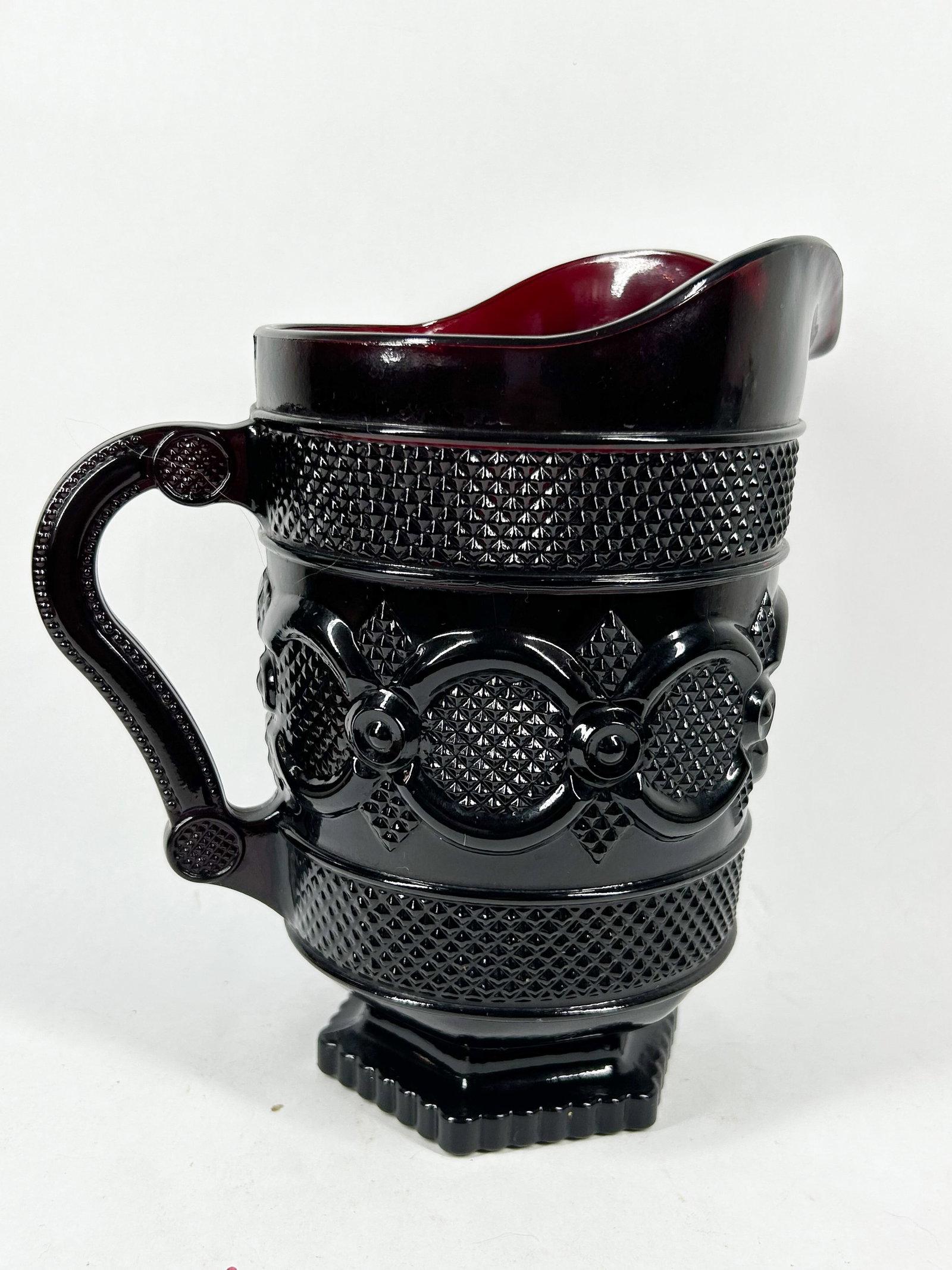 AVON RUBY GLASS CAPE COD PITCHER - 3