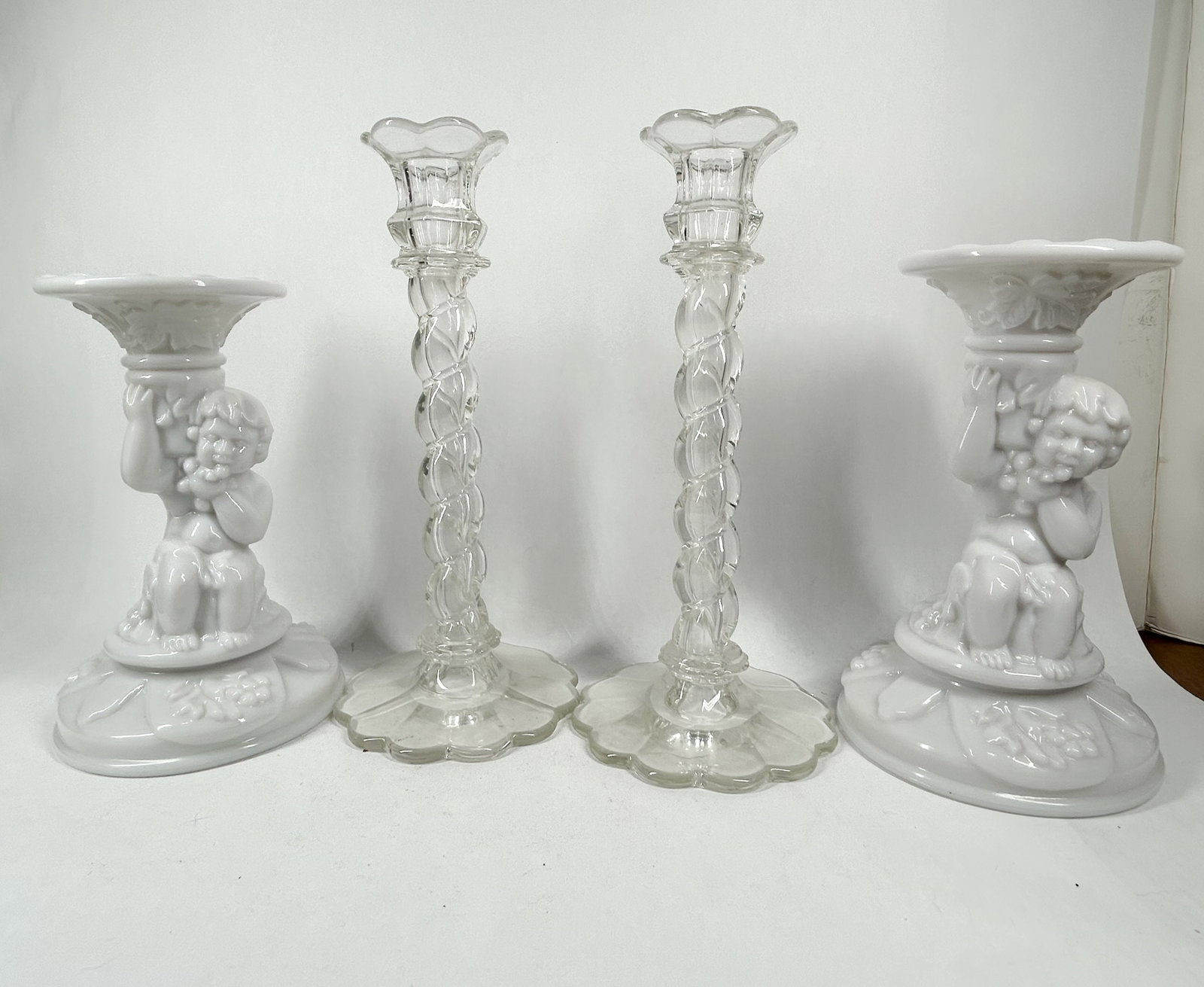 GROUP OF PRESSED GLASS CANDLESTICKS (1 of 4)