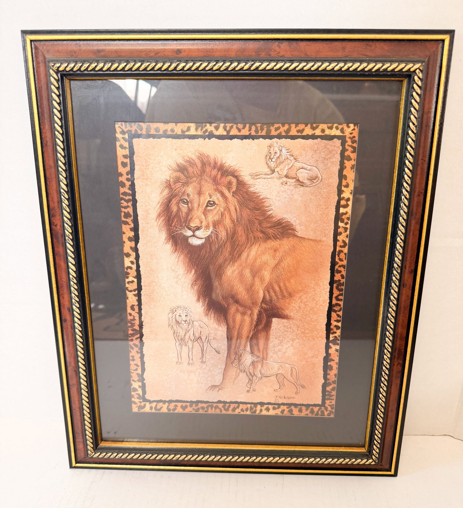 J. GIBSON LION FRAMED PRINT (SIGNED) (1 of 1)
