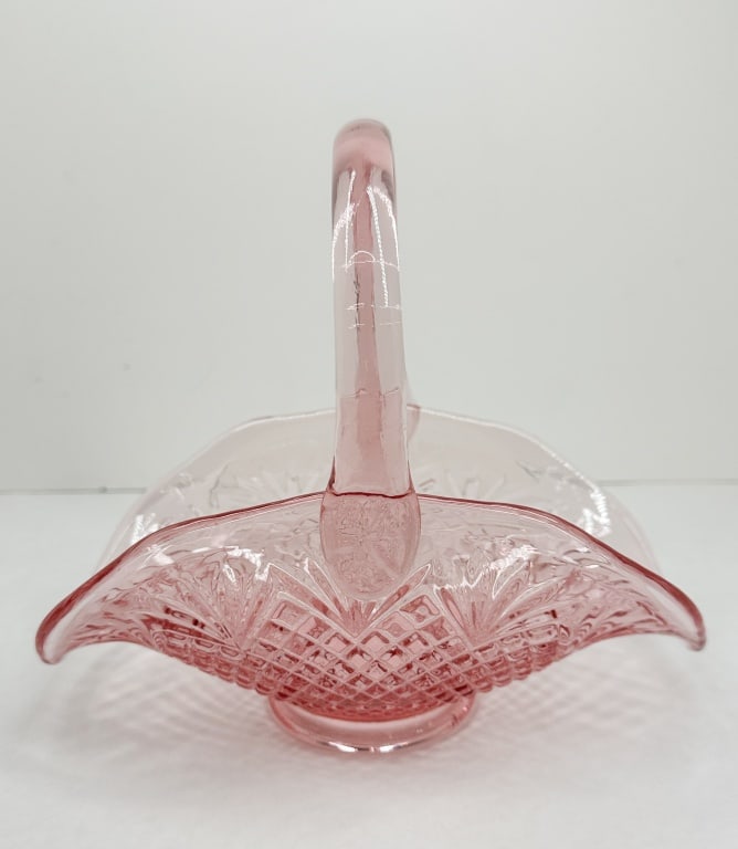 FENTON PINK GLASS BASKET, 1970S (1 of 4)