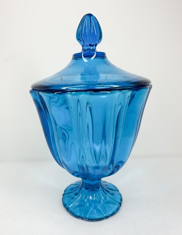 MID-CENTURY BLUE PANELED GLASS DISH (1 of 3)