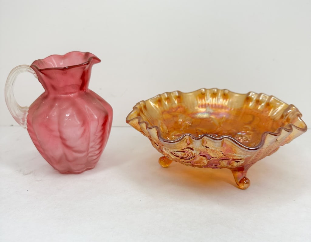 FENTON PITCHER AND CARNIVAL BOWL (1 of 6)