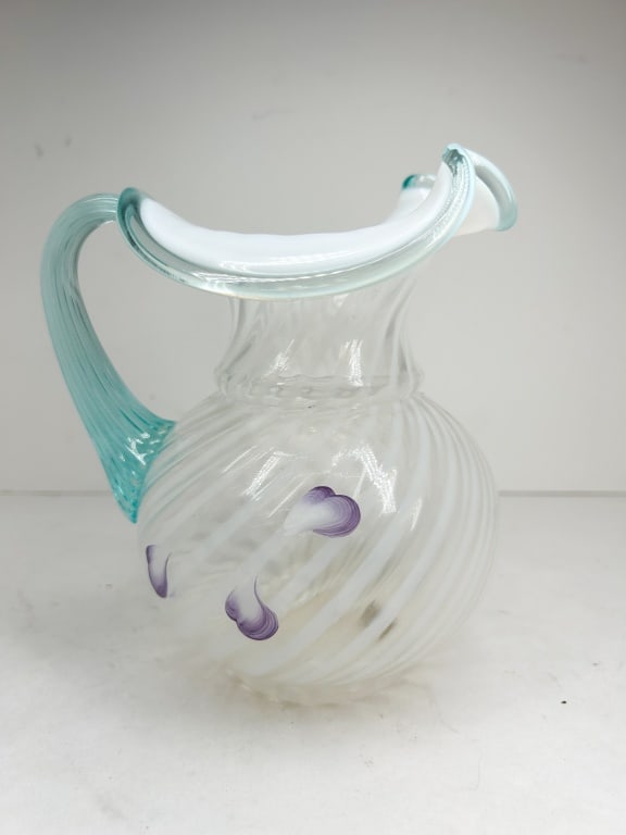 SPIRAL OPTIC ART GLASS PITCHER (1 of 3)