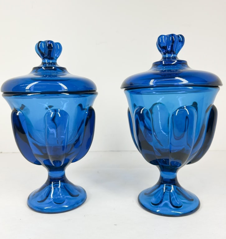 PAIR OF COBALT BLUE GLASS CANDY JARS (1 of 2)