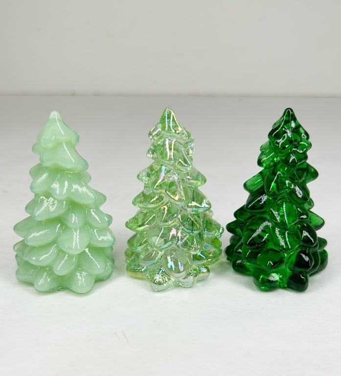 MOSSER THREE GLASS CHRISTMAS TREE FIGURINES (1 of 1)