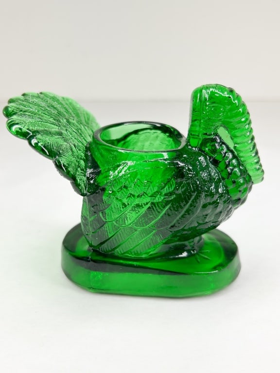 MOSSER EMERALD GLASS TURKEY TOOTHPICK HOLDER (1 of 4)