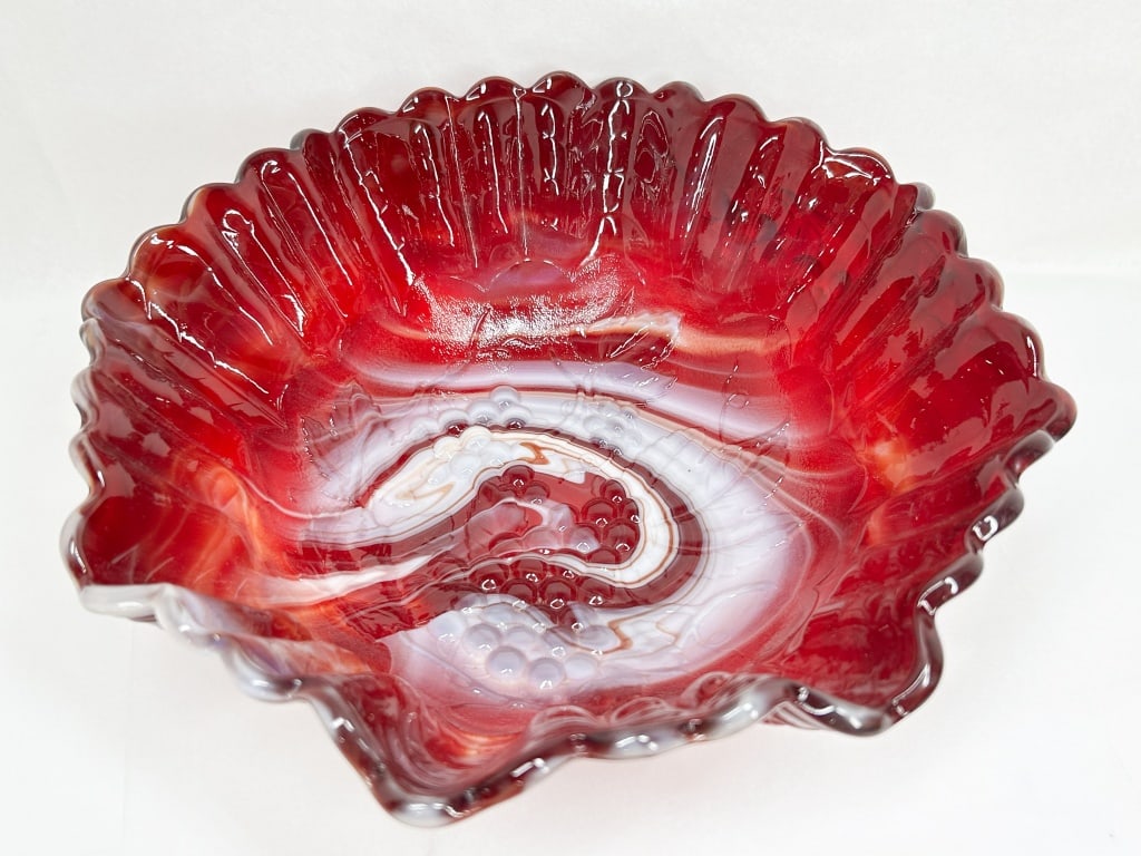 IMPERIAL RED SLAG GLASS GRAPE BOWL (1 of 9)
