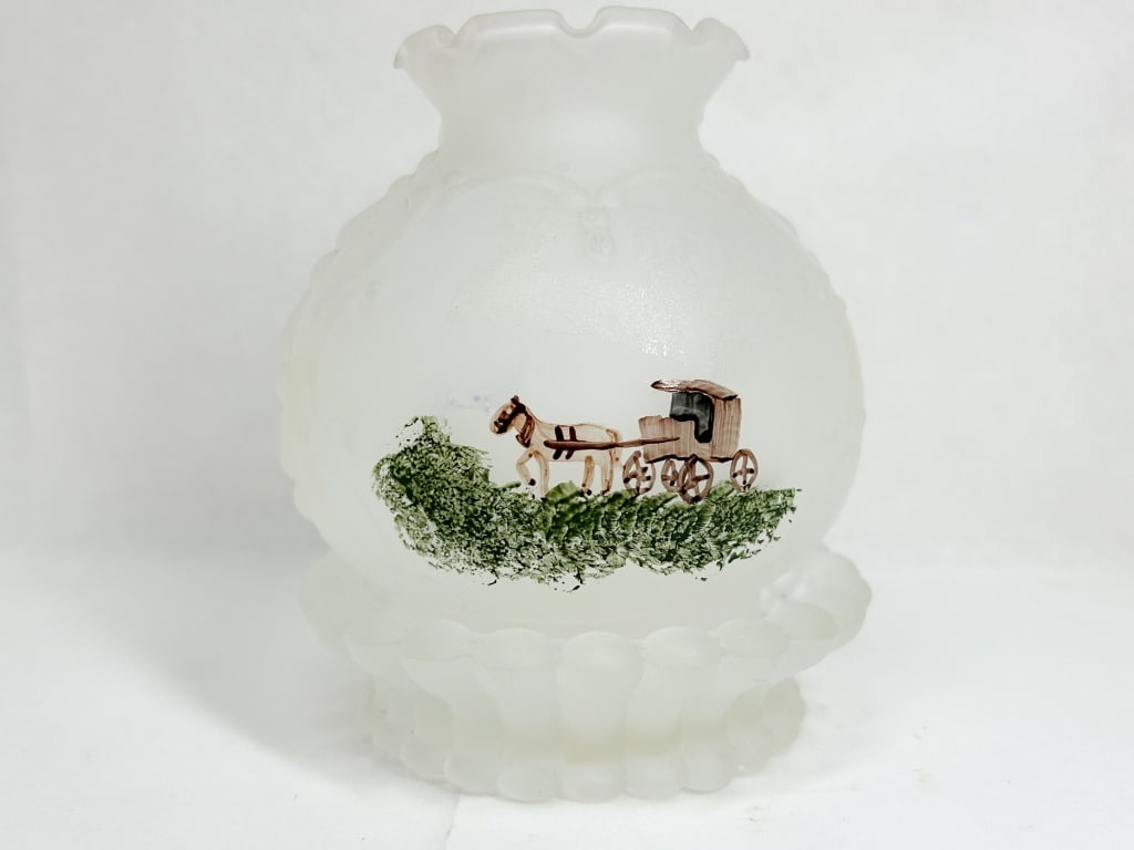 FROSTED MILK GLASS HURRICANE LAMP SHADE (1 of 5)