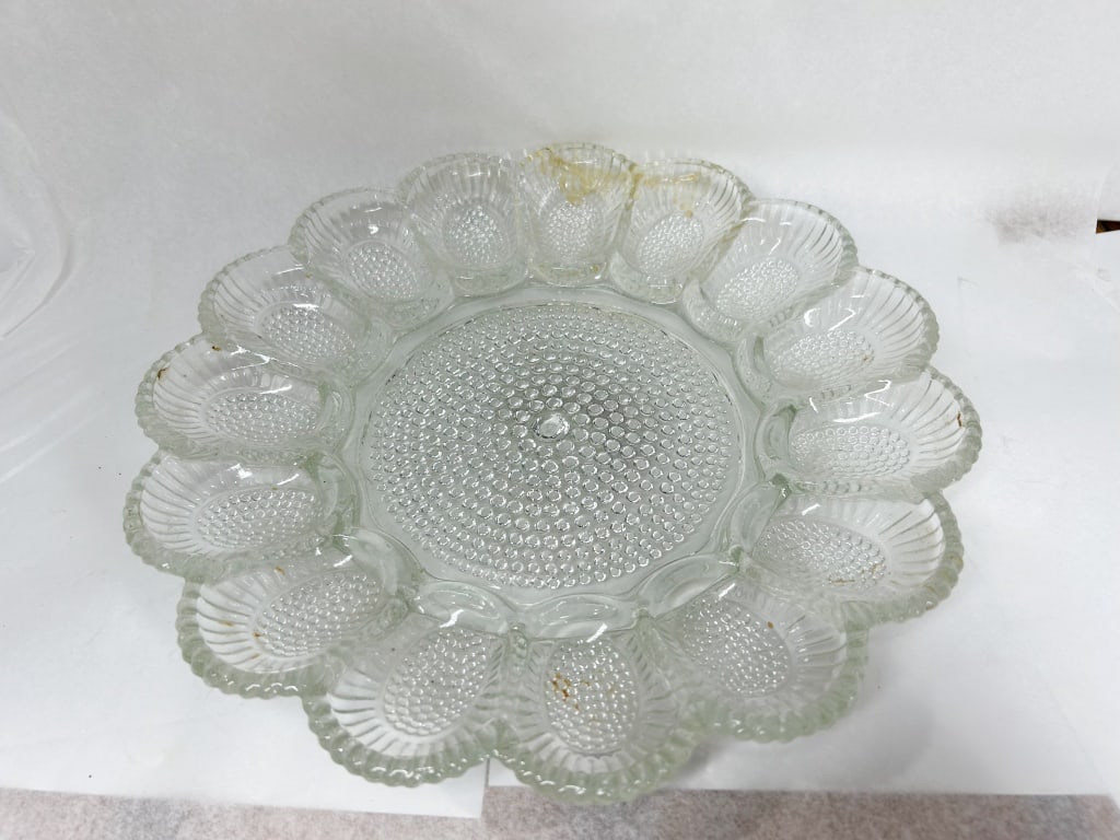 PRESSED GLASS DEVILED EGG PLATTER (1 of 4)
