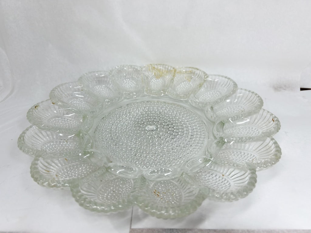 PRESSED GLASS DEVILED EGG PLATTER - 2