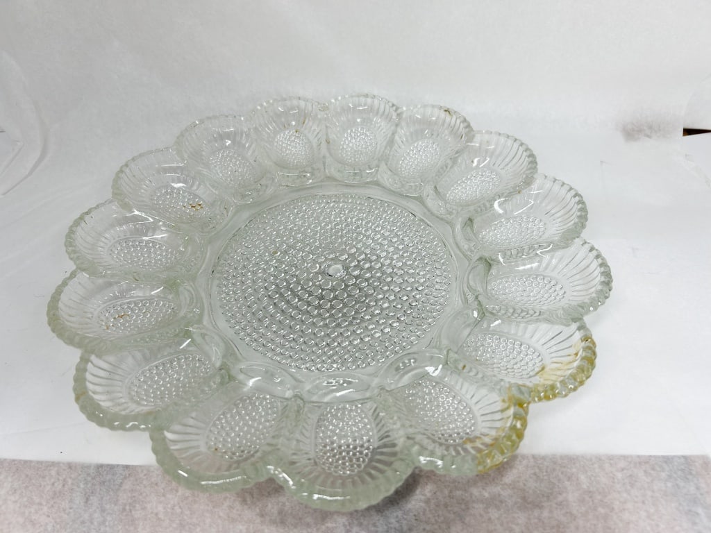 PRESSED GLASS DEVILED EGG PLATTER - 4