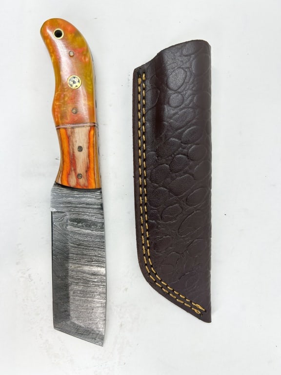 DAMASCUS STEEL CLEAVER WITH SYNTHETIC HANDLE (1 of 2)
