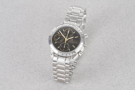 OMEGA SPEEDMASTER LTD EDITION JAPAN DIAL DATE CHRONOGRAPH W/ GUARANTEE CARD REF. 3513.54.00: OMEGA SPEEDMASTER LTD EDITION JAPAN DIAL DATE CHRONOGRAPH W/ GUARANTEE CARD REF. 3513.54.00 CIRCA 2005, this watch is a ref. 3513.54.00 and is fitted with a circular black and gold dial with hour