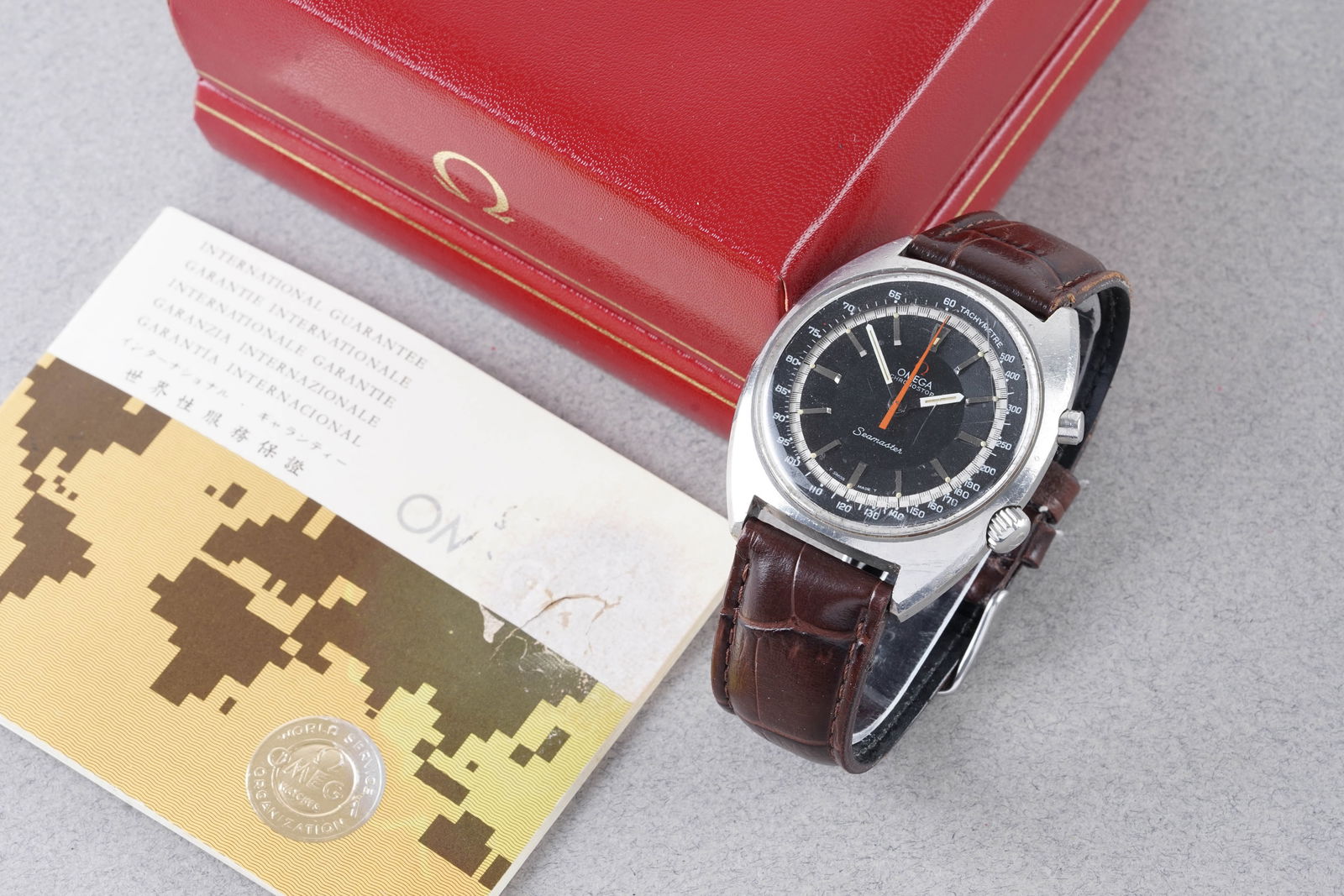 OMEGA CHRONOSTOP SEAMASTER W/ BOX & GUARANTEE PAPERS REF. 145.007 CIRCA 1973 (1 of 5)