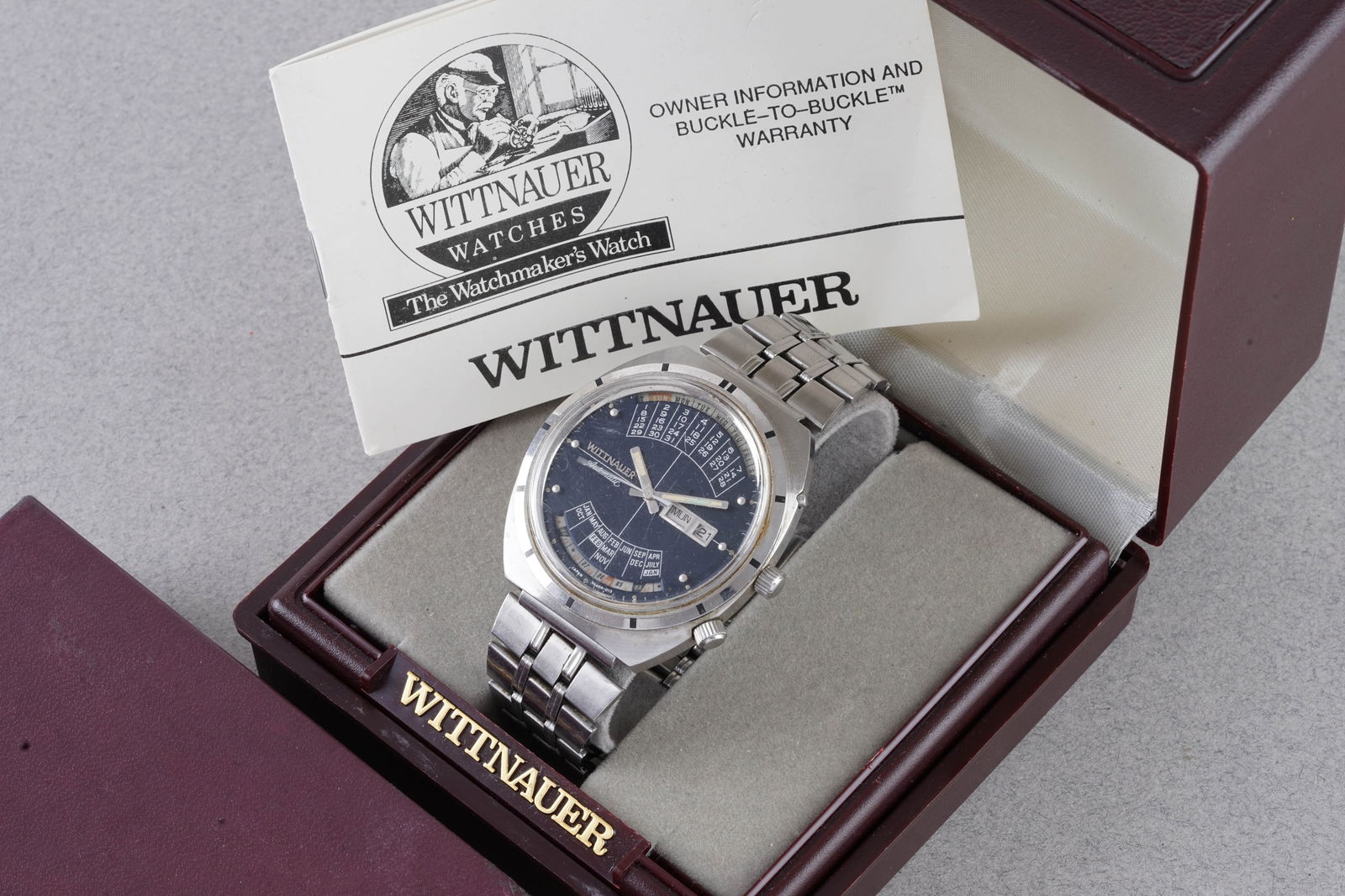 *TO BE SOLD WITHOUT RESERVE* WITTNAUER AUTOMATIC CALENDAR WRISTWATCH W/ BOX & PAPERS (1 of 5)
