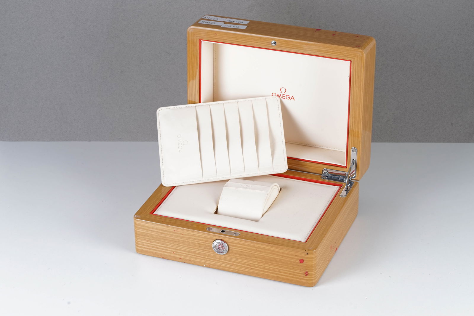 LARGE WOODEN OMEGA WATCH BOX (1 of 3)