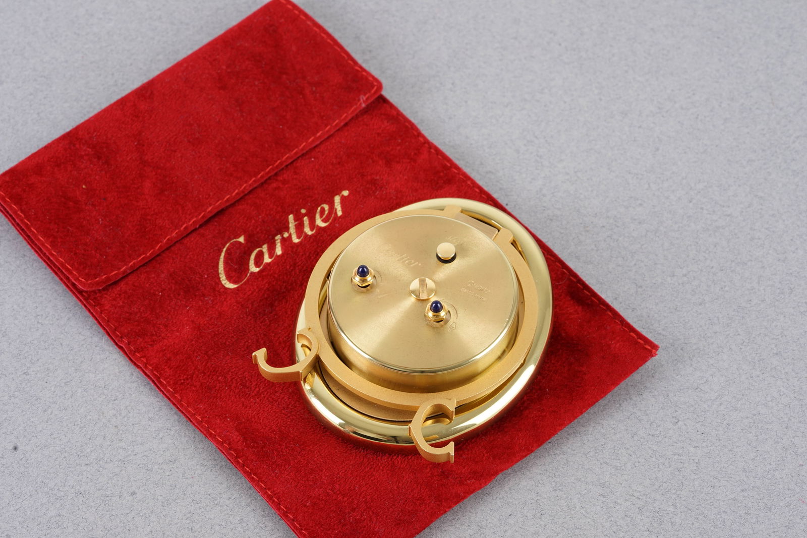 CARTIER DESK CLOCK W/ TRAVEL POUCH - 2