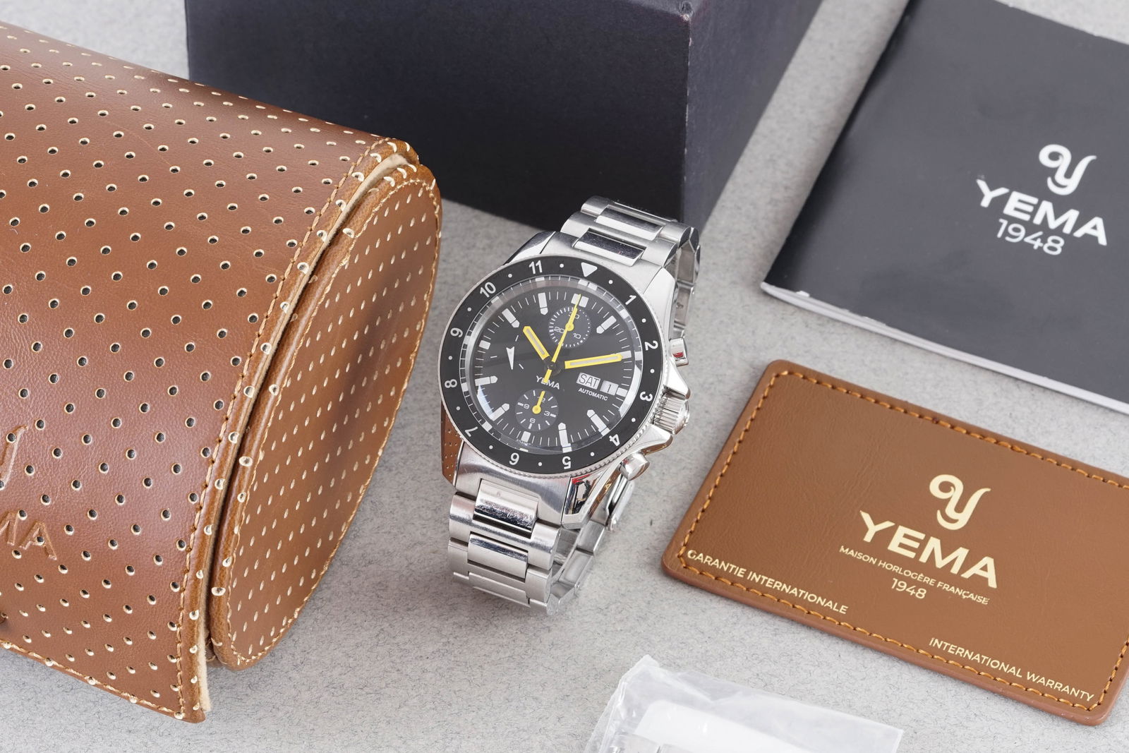 YEMA AUTOMATIC CHRONOGRAPH W/ BOX & GUARANTEE PAPERS REF. YNAV22CH.EN-AMS CIRCA 2023 - 5