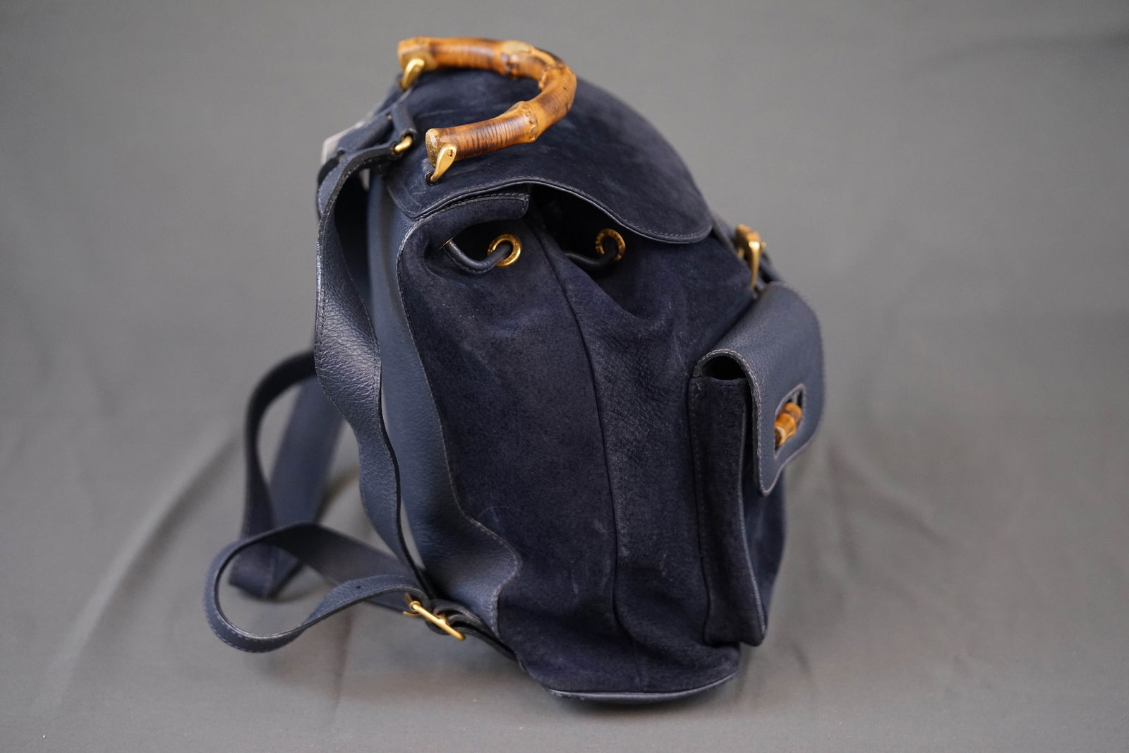 GUCCI BAMBOO BACKPACK SUEDE 0016 NAVY - 10