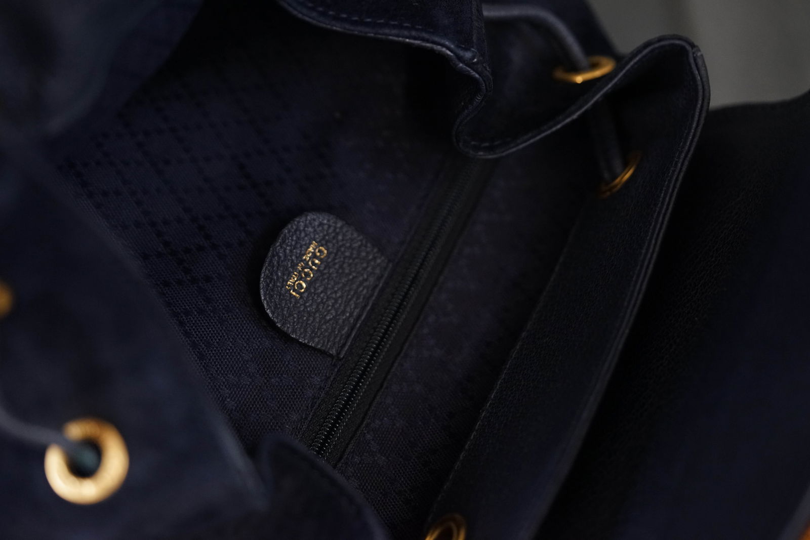 GUCCI BAMBOO BACKPACK SUEDE 0016 NAVY - 12