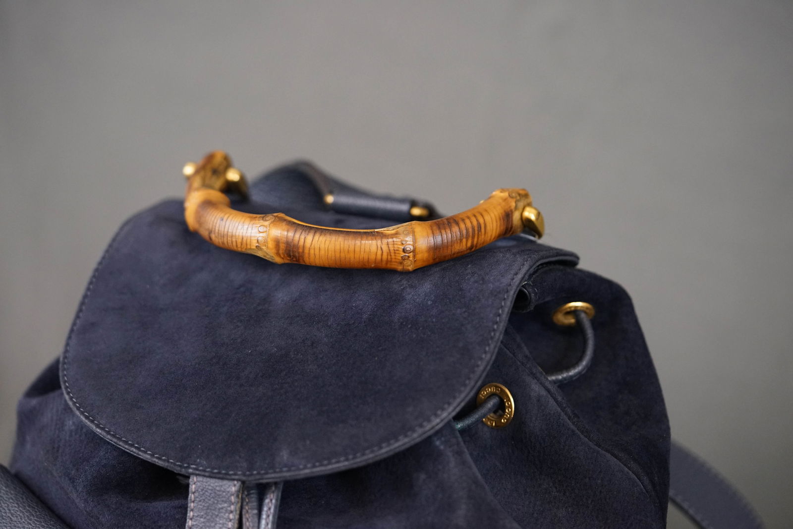 GUCCI BAMBOO BACKPACK SUEDE 0016 NAVY - 2