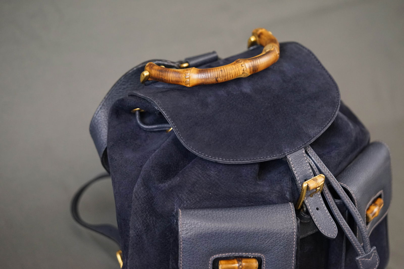 GUCCI BAMBOO BACKPACK SUEDE 0016 NAVY - 5