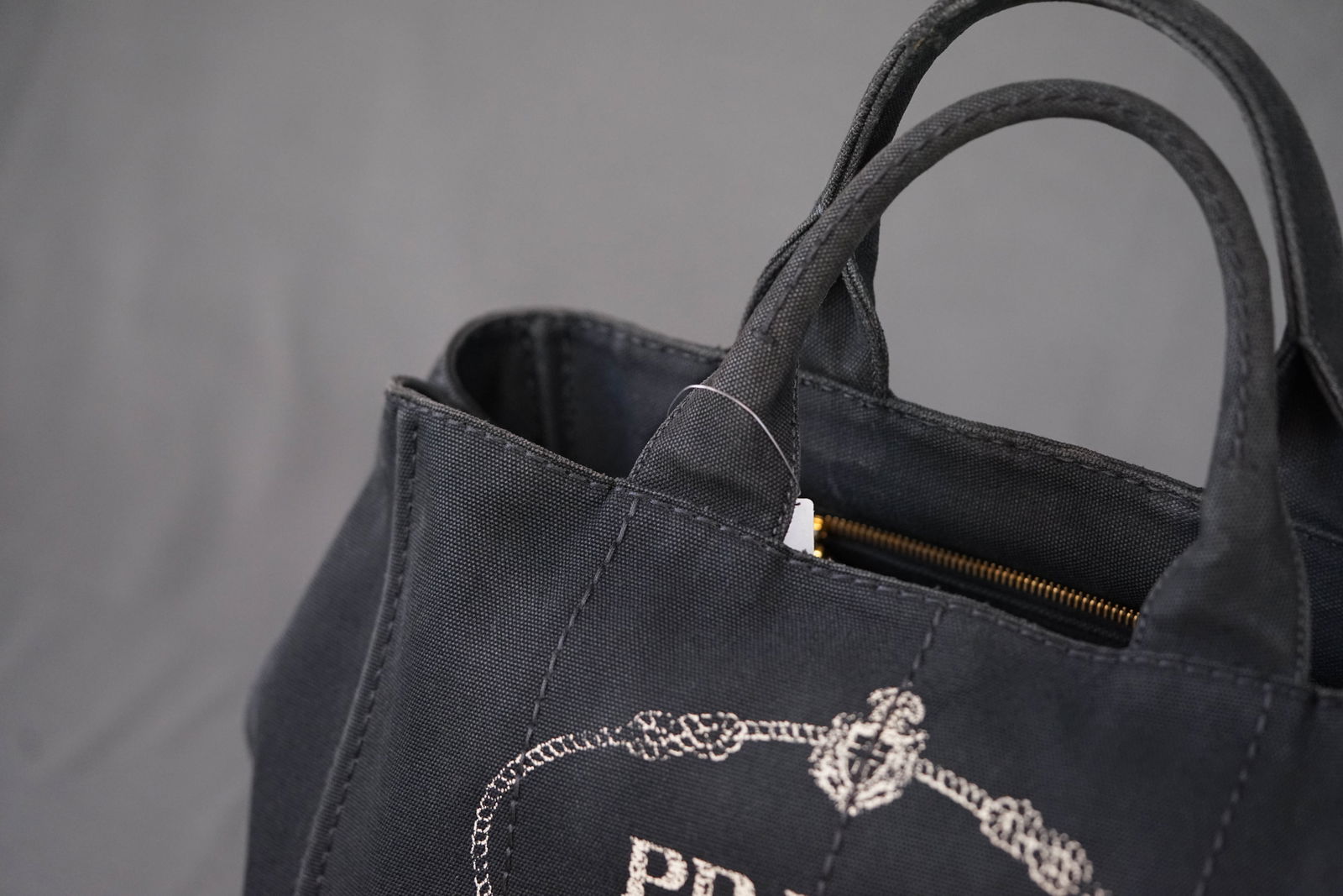 PRADA CANAPA M TOTE BAG CANVAS BLACK - 2