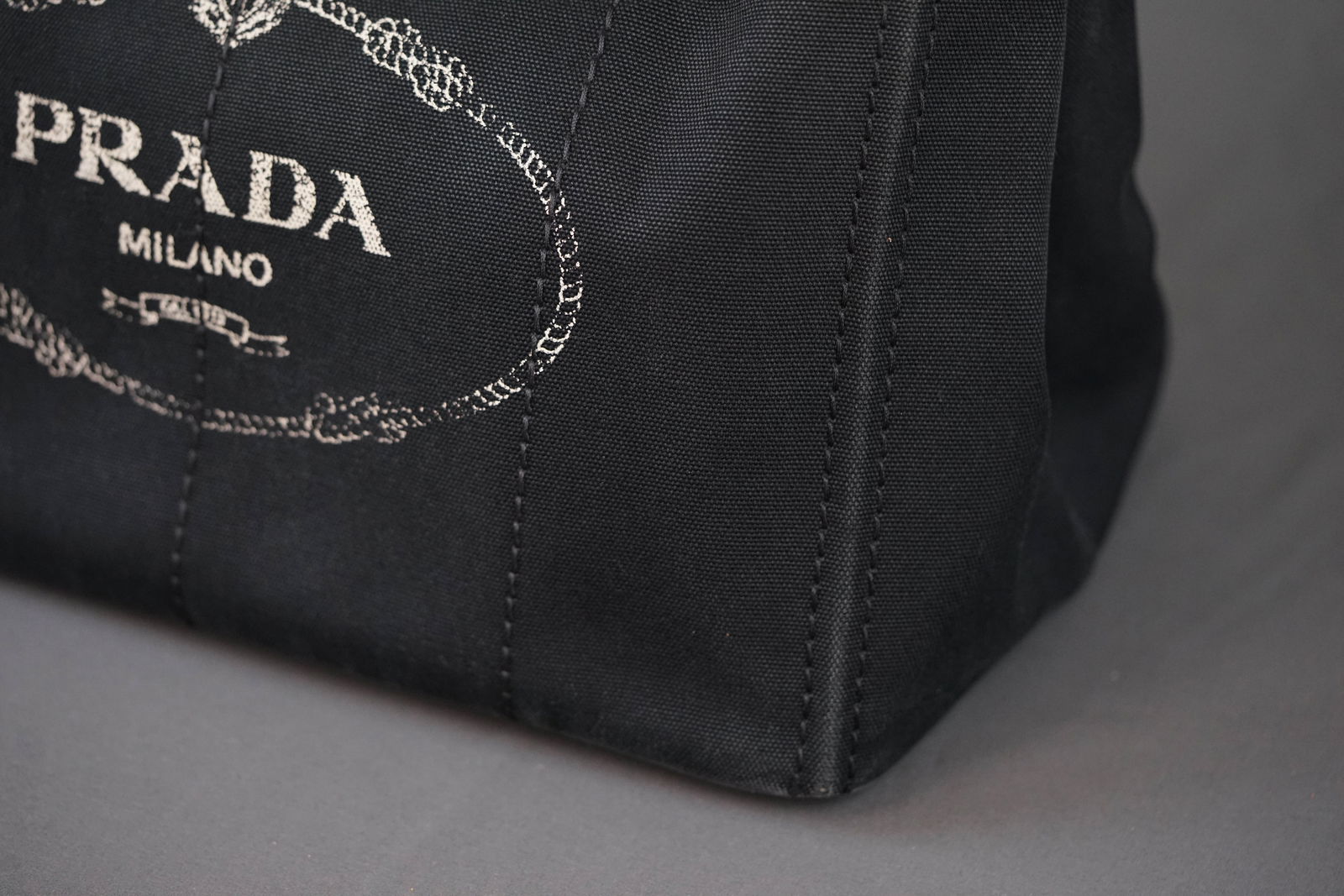 PRADA CANAPA M TOTE BAG CANVAS BLACK - 4