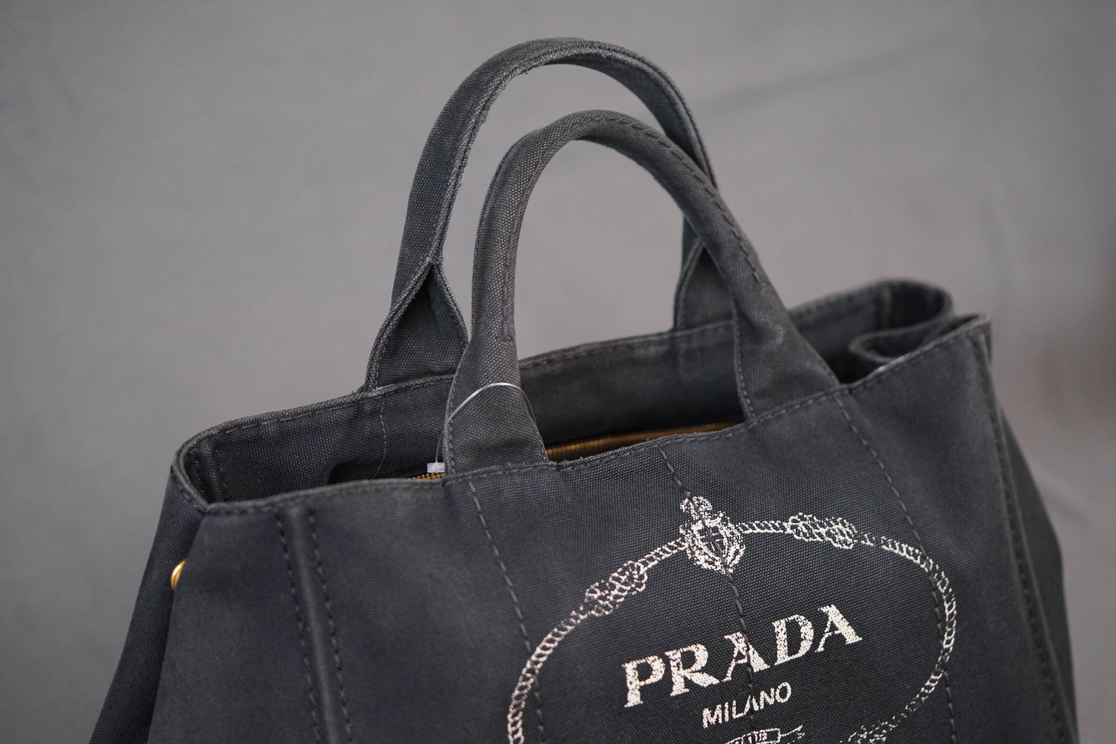 PRADA CANAPA M TOTE BAG CANVAS BLACK - 6