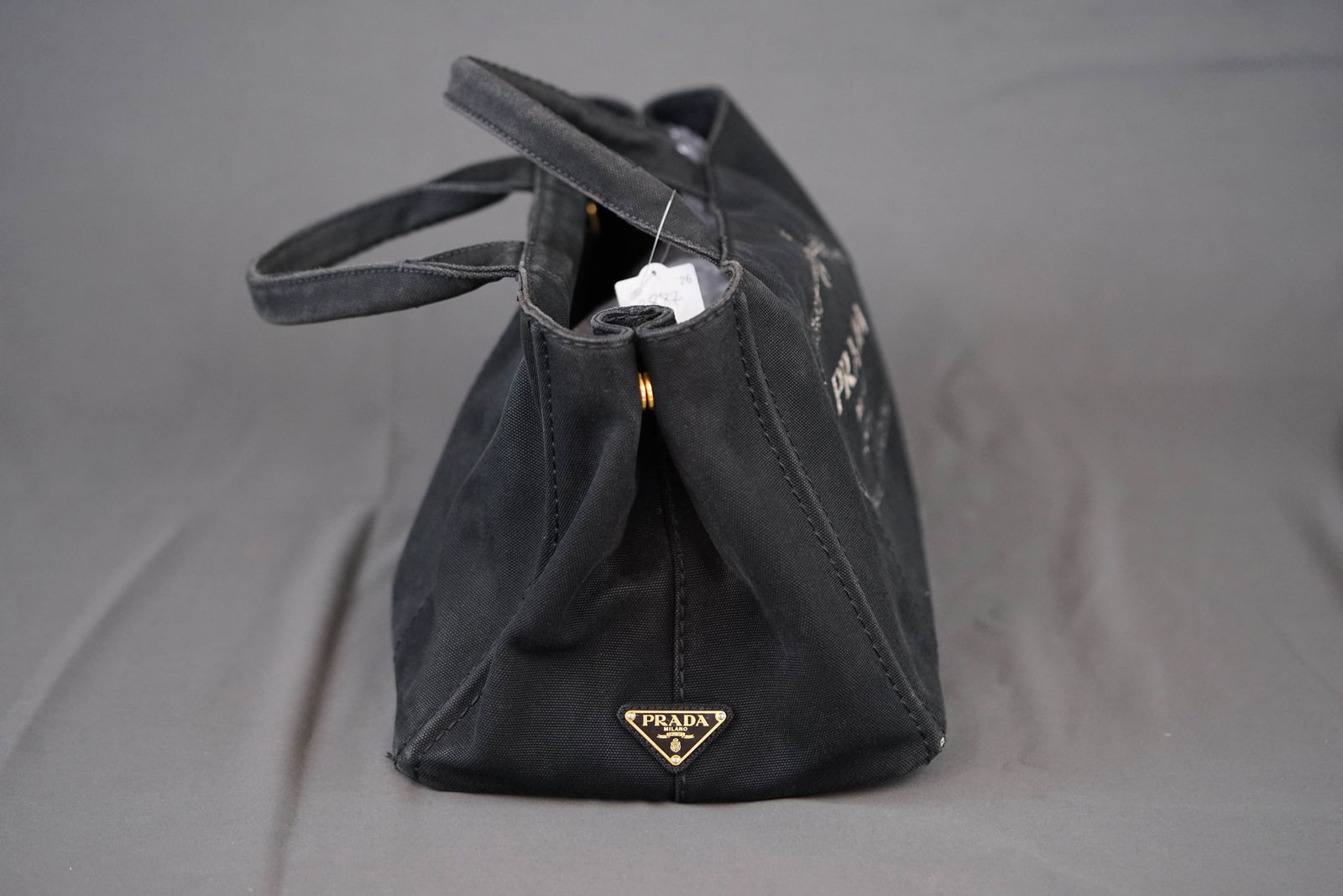 PRADA CANAPA M TOTE BAG CANVAS BLACK - 7