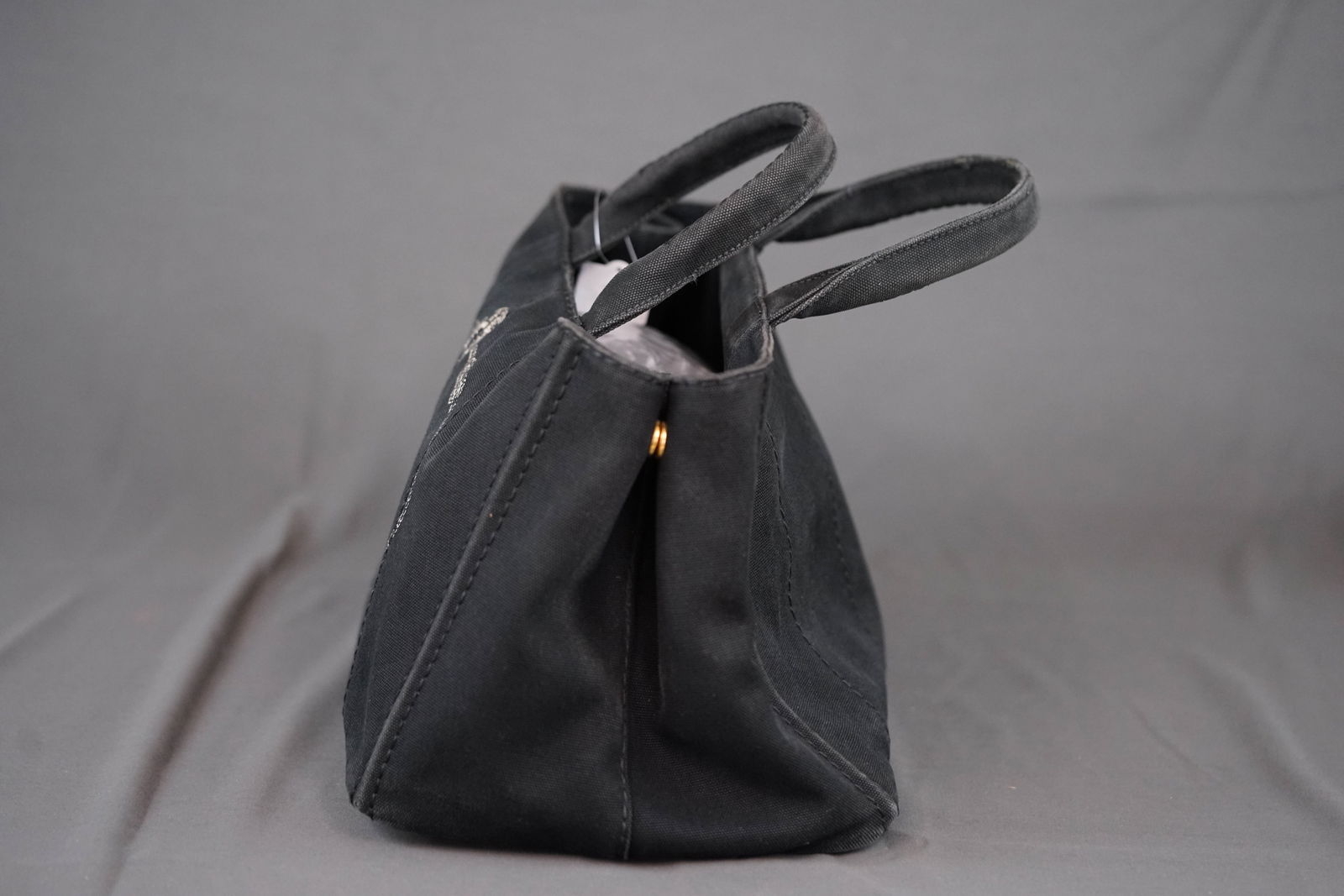 PRADA CANAPA M TOTE BAG CANVAS BLACK - 8