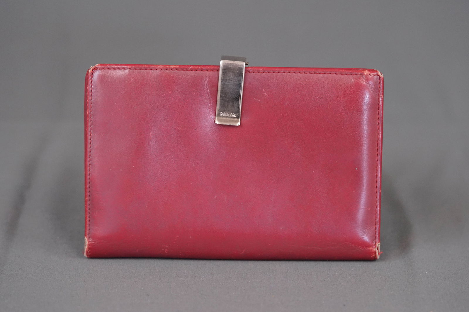 PRADA BORDEAUX LEATHER WALLET
