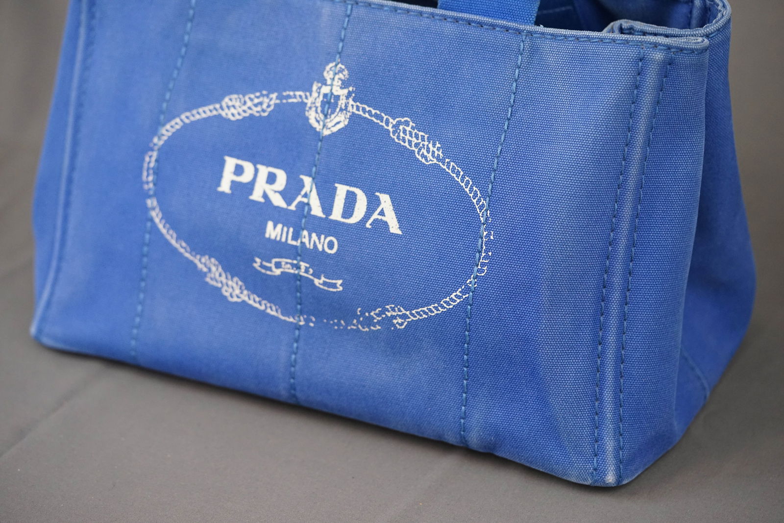 PRADA CANAPA M TOTE BAG CANVAS BLUE - 3