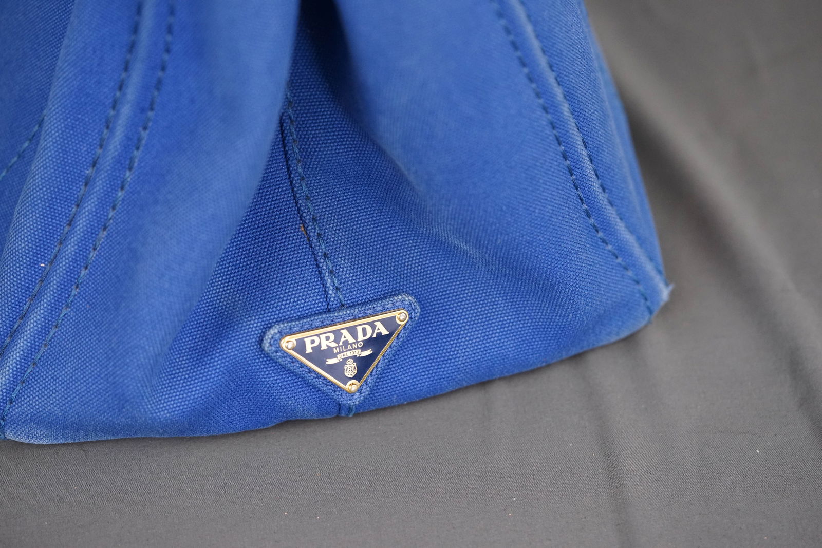 PRADA CANAPA M TOTE BAG CANVAS BLUE - 8