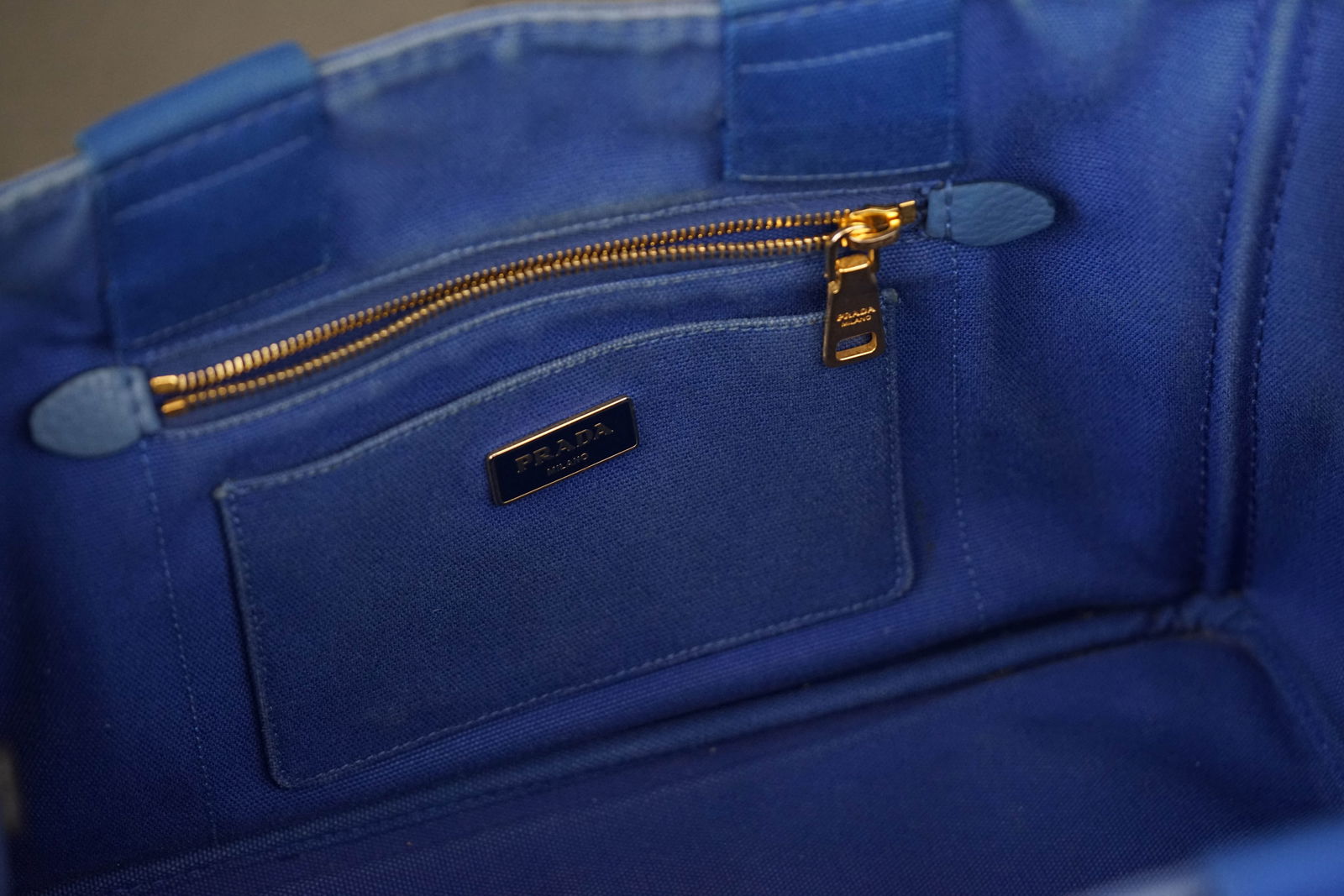 PRADA CANAPA M TOTE BAG CANVAS BLUE - 9