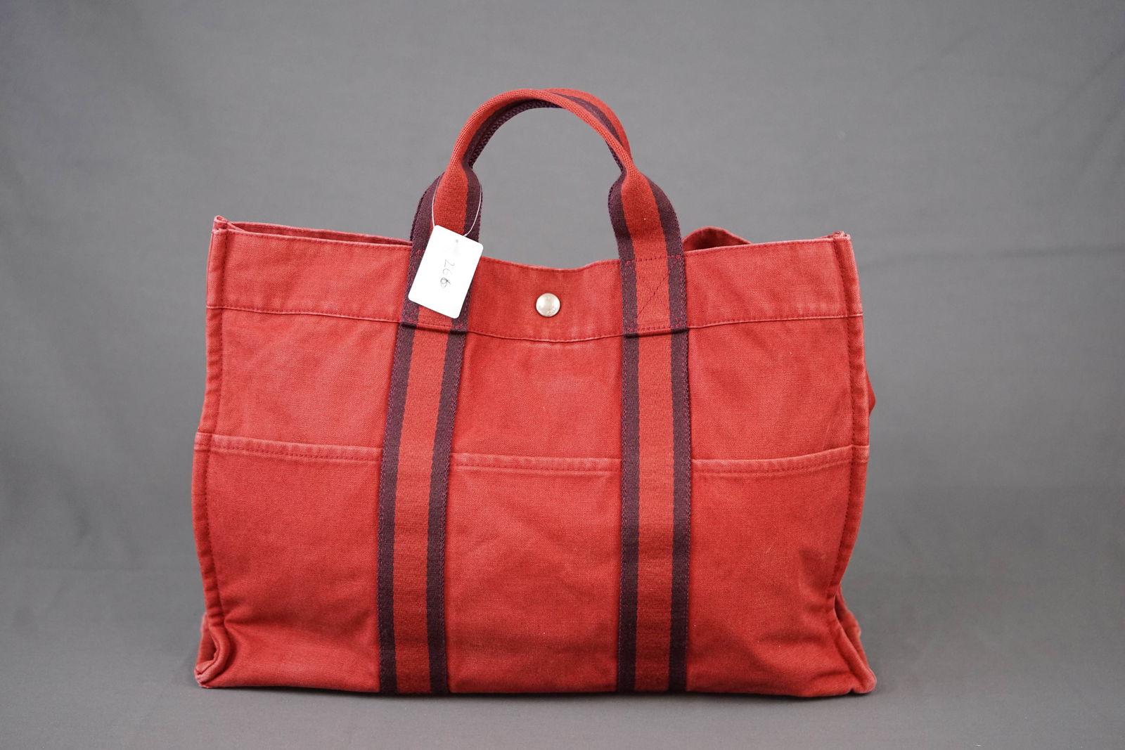 HERMES FURUTO MM TOTE BAG CANVAS RED - 7