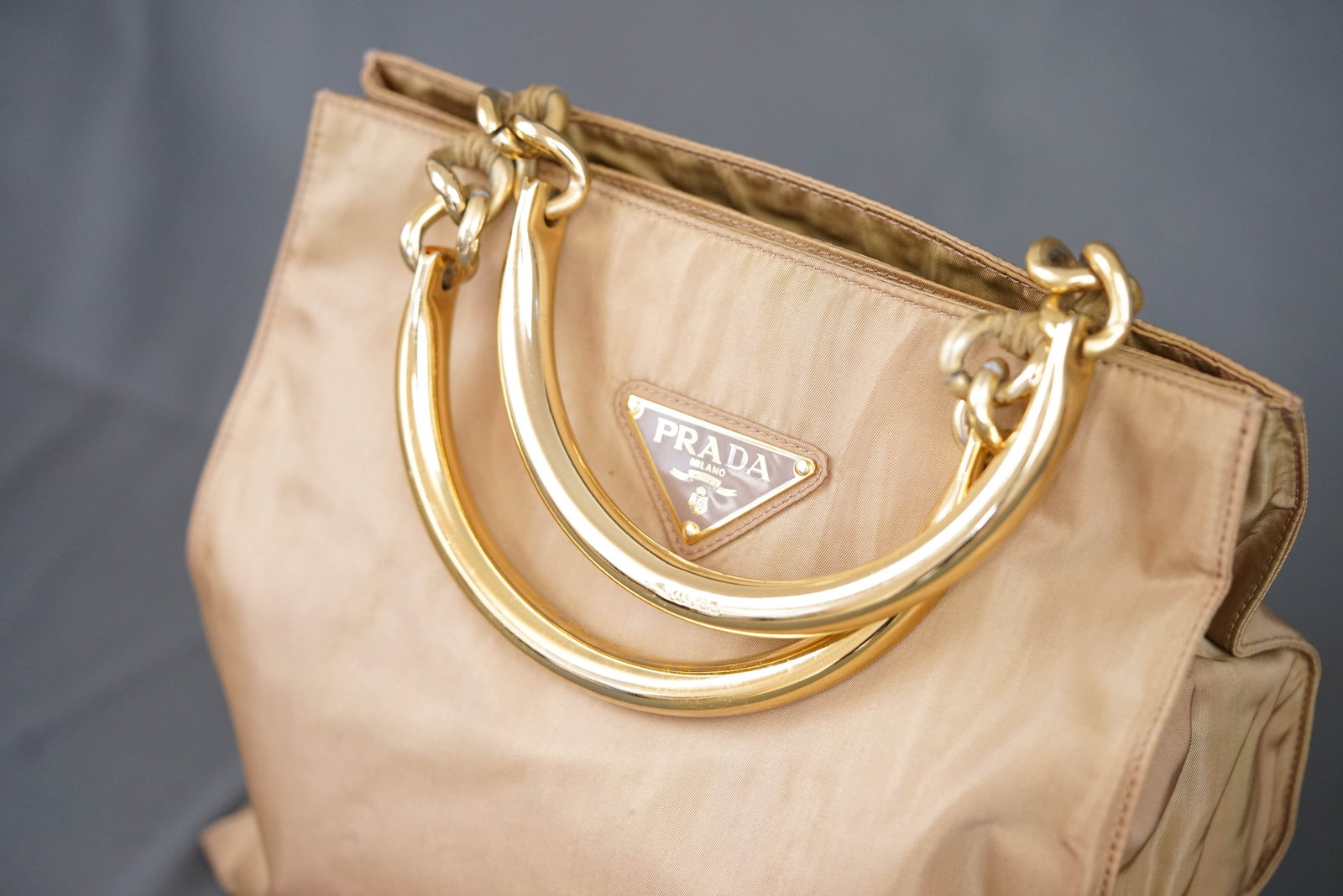 PRADA METAL HANDLE HANDBAG - 3