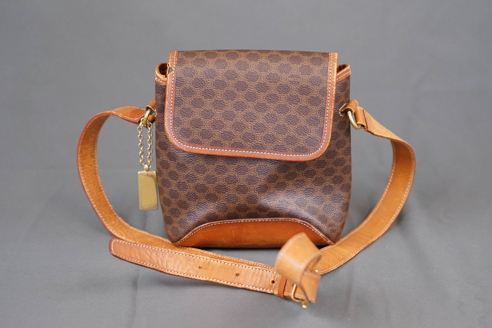 CELINE MACADAM SHOULDER BAG: CELINE MACADAM SHOULDER BAG, M95, width 16cm, height 20cm, depth 7cm. PLEASE NOTE: *This lot is elected for VAT (20%) on the hammer which will not apply for successful bidders outside of the UK