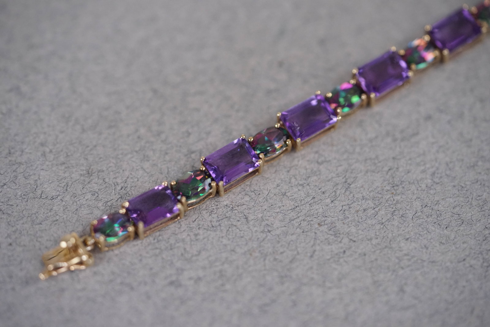 9CT GOLD MULTI GEM SET BRACELET - 2