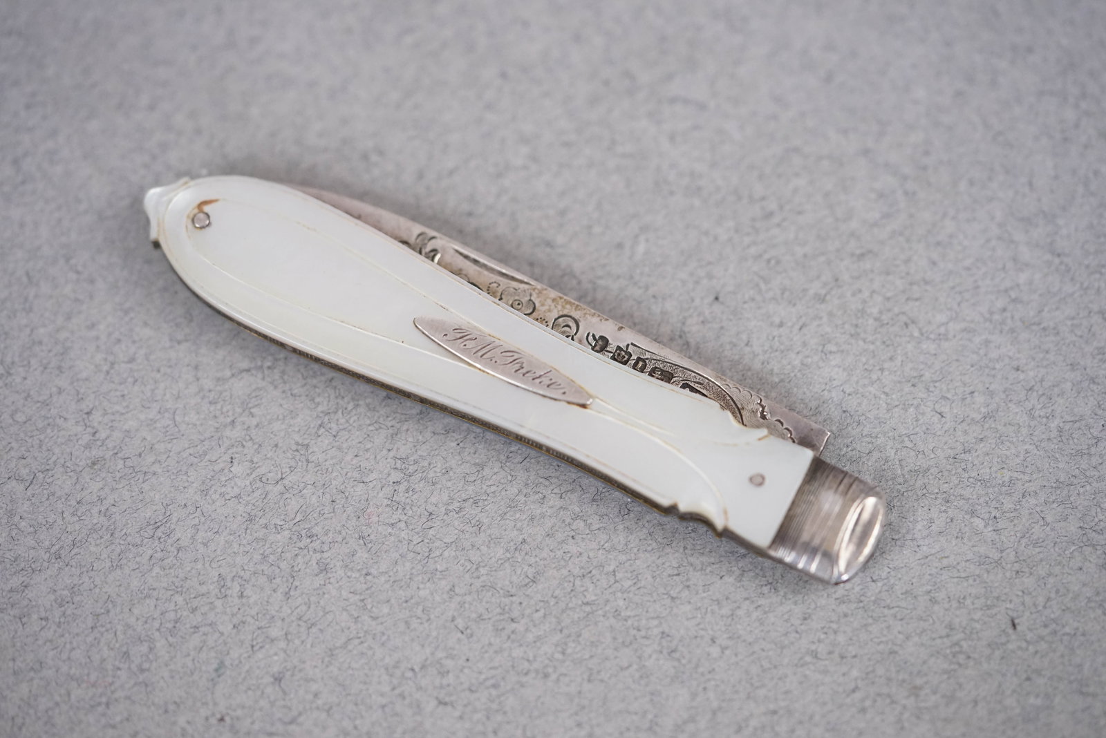AARON HADFIELD 925 STERLING SILVER PEN KNIFE SHEFFIELD 1852: Aaron Hadfield 925 Sterling silver fruit knife Sheffield 1852 gross weight 27.69