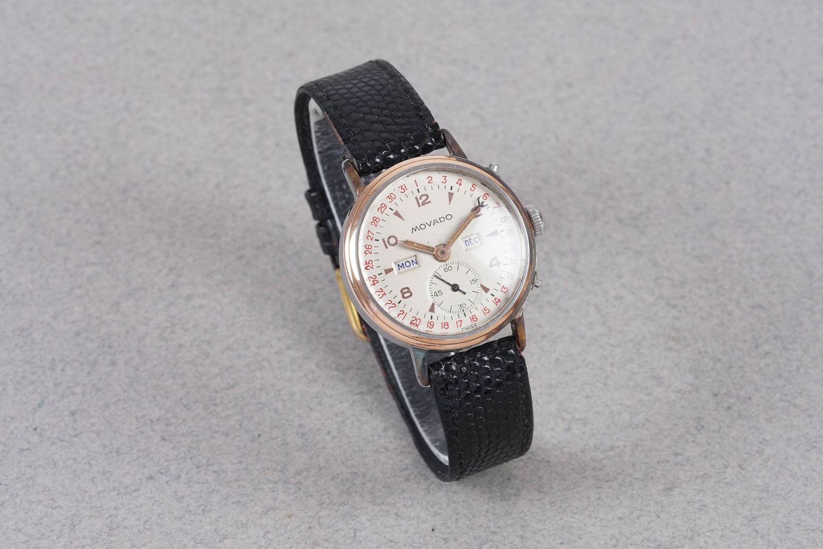 MOVADO STEEL & GOLD TRIPLE DATE CALENDAR WRISTWATCH - 2