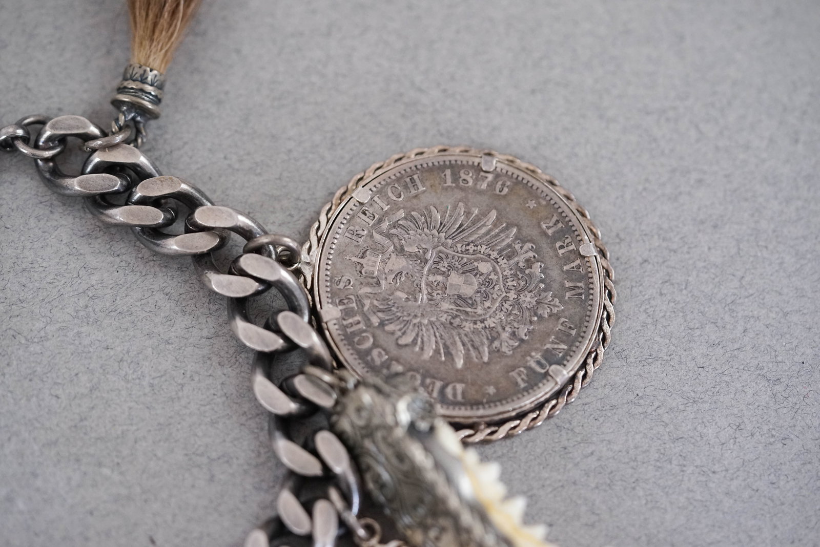 CHARIVARI SILVER COSTUME ORNAMENT W/ SOLINGEN KNIFE CIRCA 1900 - 2