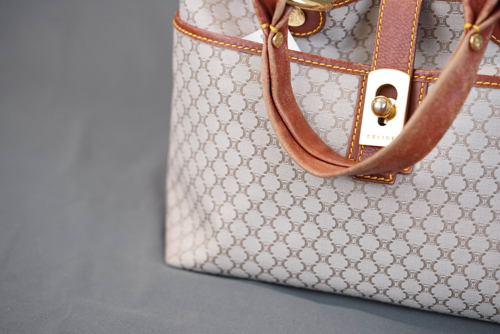 CELINE MACADAM BEIGE CANVAS HANDBAG - 4