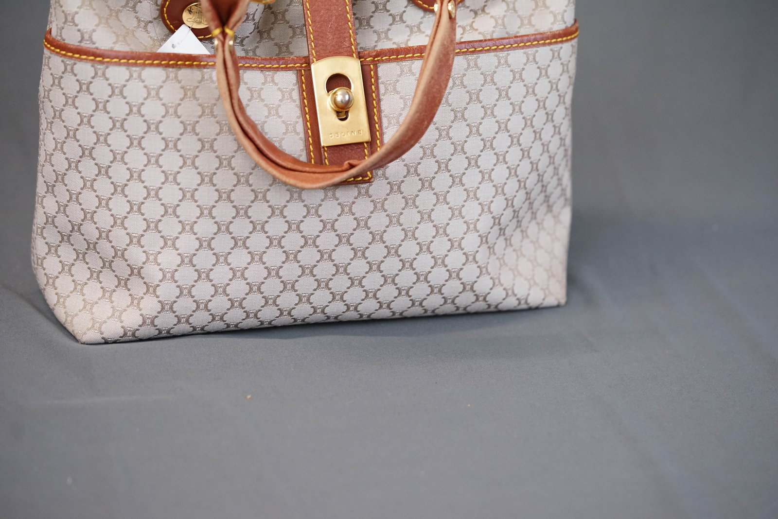 CELINE MACADAM BEIGE CANVAS HANDBAG - 6
