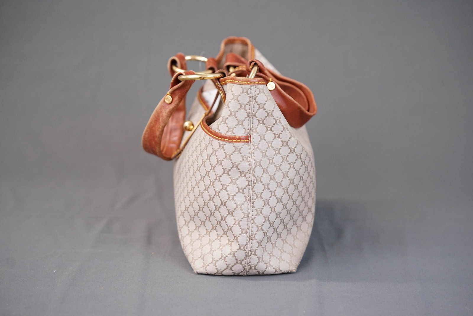 CELINE MACADAM BEIGE CANVAS HANDBAG - 7