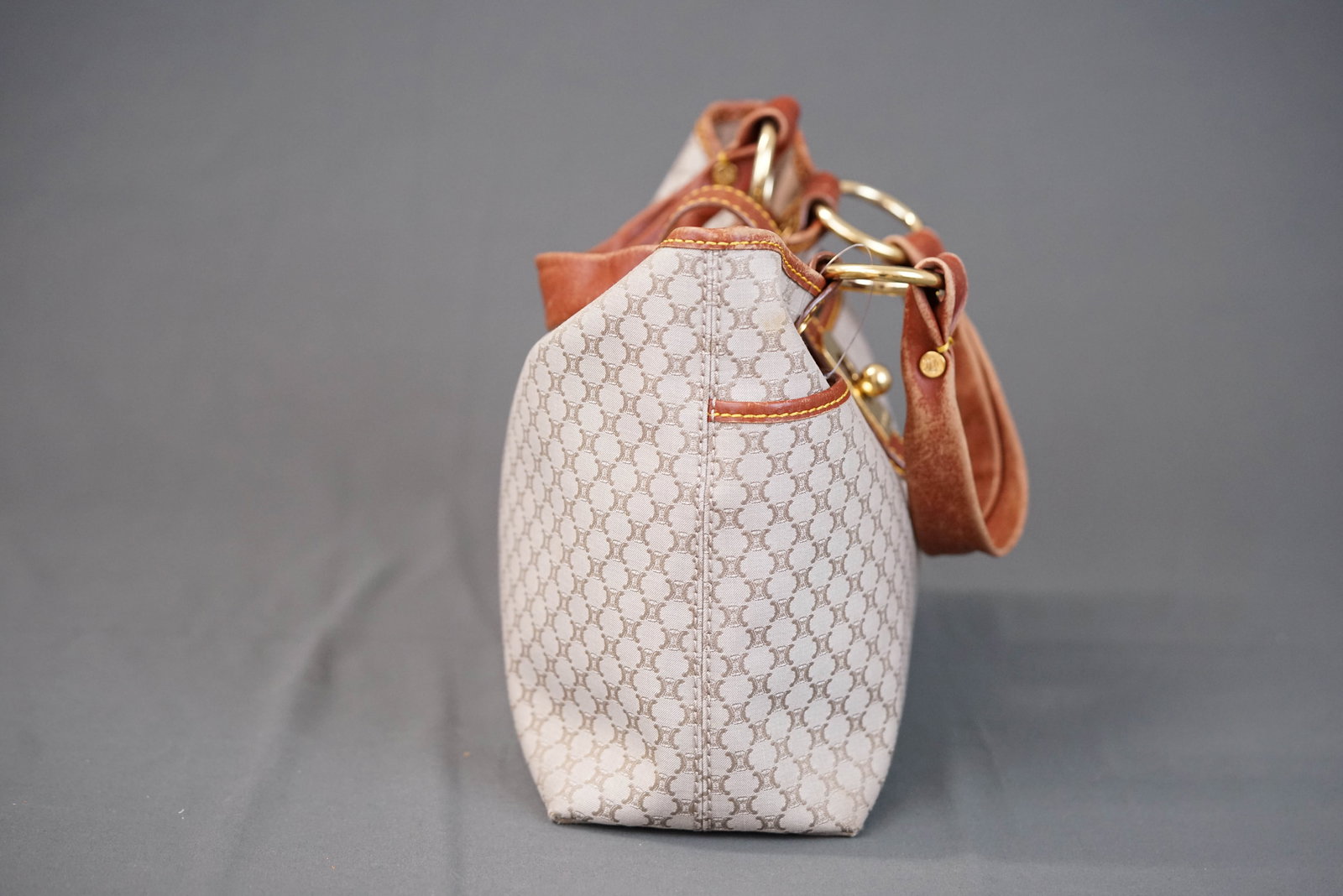 CELINE MACADAM BEIGE CANVAS HANDBAG - 9