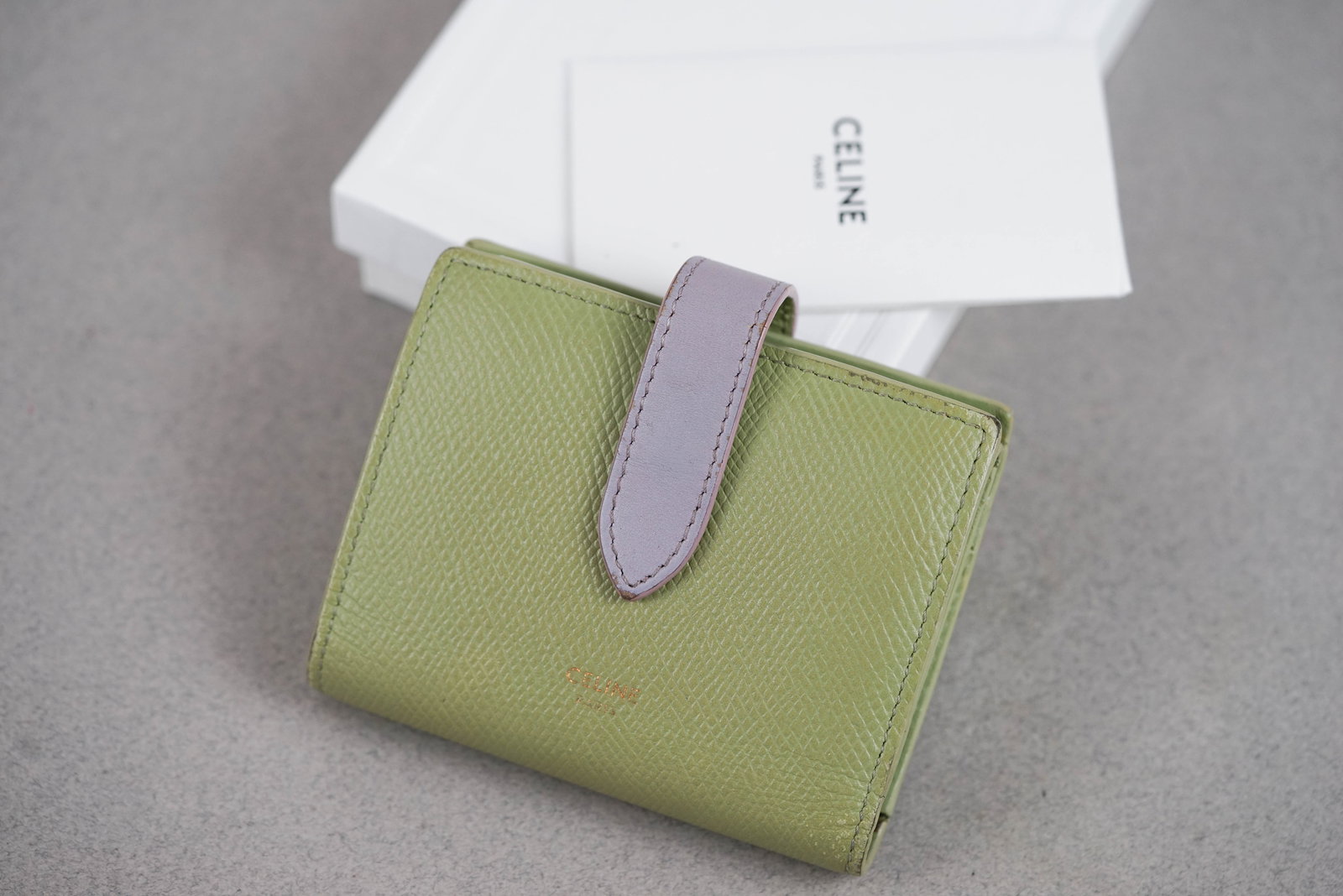 CELINE PARIS GREEN LEATHER WALLET PURSE W/ BOX & PAPERS - 2